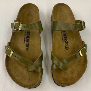 Birkenstock Mayari Oiled Leather Olive Regular Width Sandals